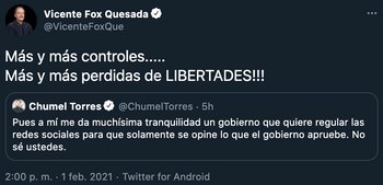 Vicente Fox (Foto: Twitter@VicenteFoxQue)