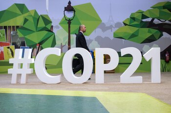 Cumbre sobre el cambio climático COP21 celebrada en Le Bourget al norte de París, Francia