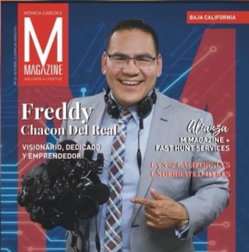 Freddy Chacón en la portada de la revista M de Baja California. Crédito: Especial