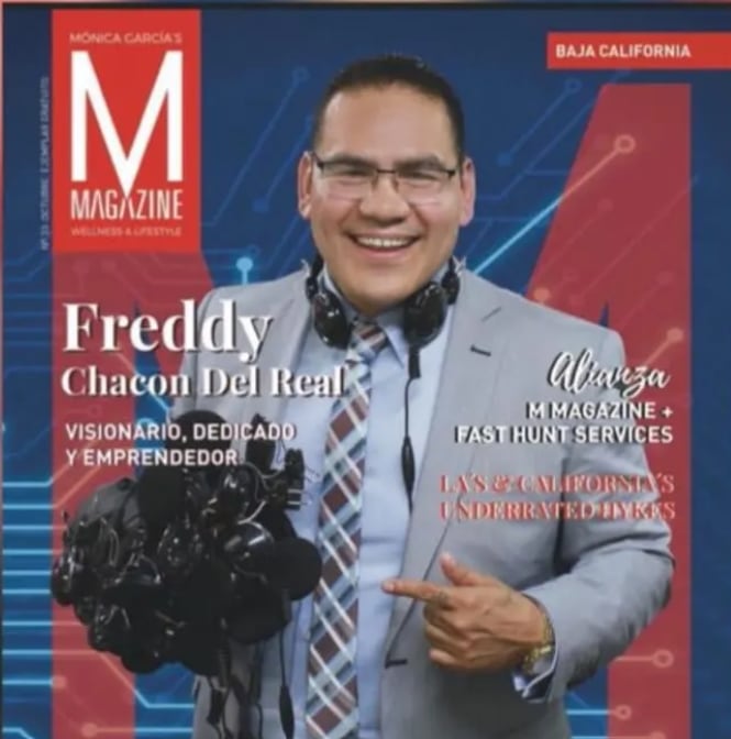 Freddy Chacón en la portada de la revista M de Baja California. Crédito: Especial