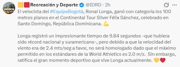 El Instituto Distrital de Recreación y Deporte explicó por qué su registro no podrá ser homologado oficialmente. - crédito @IDRD/X