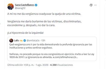 La congresista Sara Castellanos reafirmó su postura de respaldar una queja contra Lalis - crédito @sarag12/X