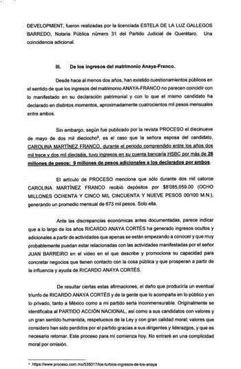 La denuncia también hace referencia