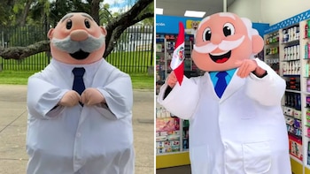 ¿Plagiaron al Dr. Simi? El “Dr. Guali” en Perú por parecido a la famosa botarga de farmacias similares