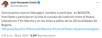 Juan Fernando Cristo invitó a