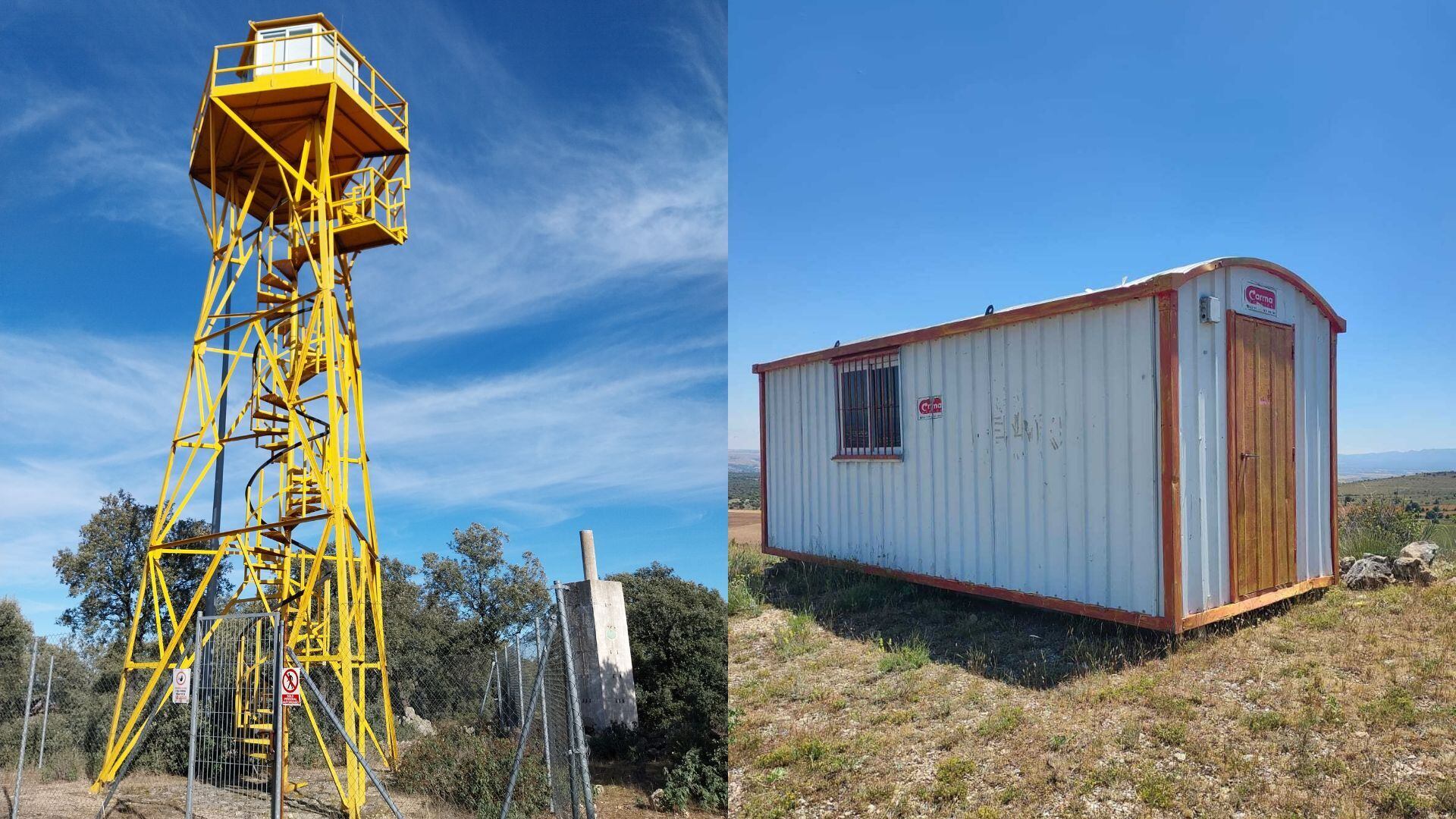 Torre desmantalada de Castroserna/ Caseta provisional (desde 2024 hasta hoy) en Valdevacas (Segovia) - (Imágenes facilitadas por ATIFCyL)