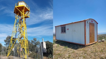 Torre desmantalada de Castroserna/ Caseta provisional (desde 2024 hasta hoy) en Valdevacas (Segovia) - (Imágenes facilitadas por ATIFCyL)
