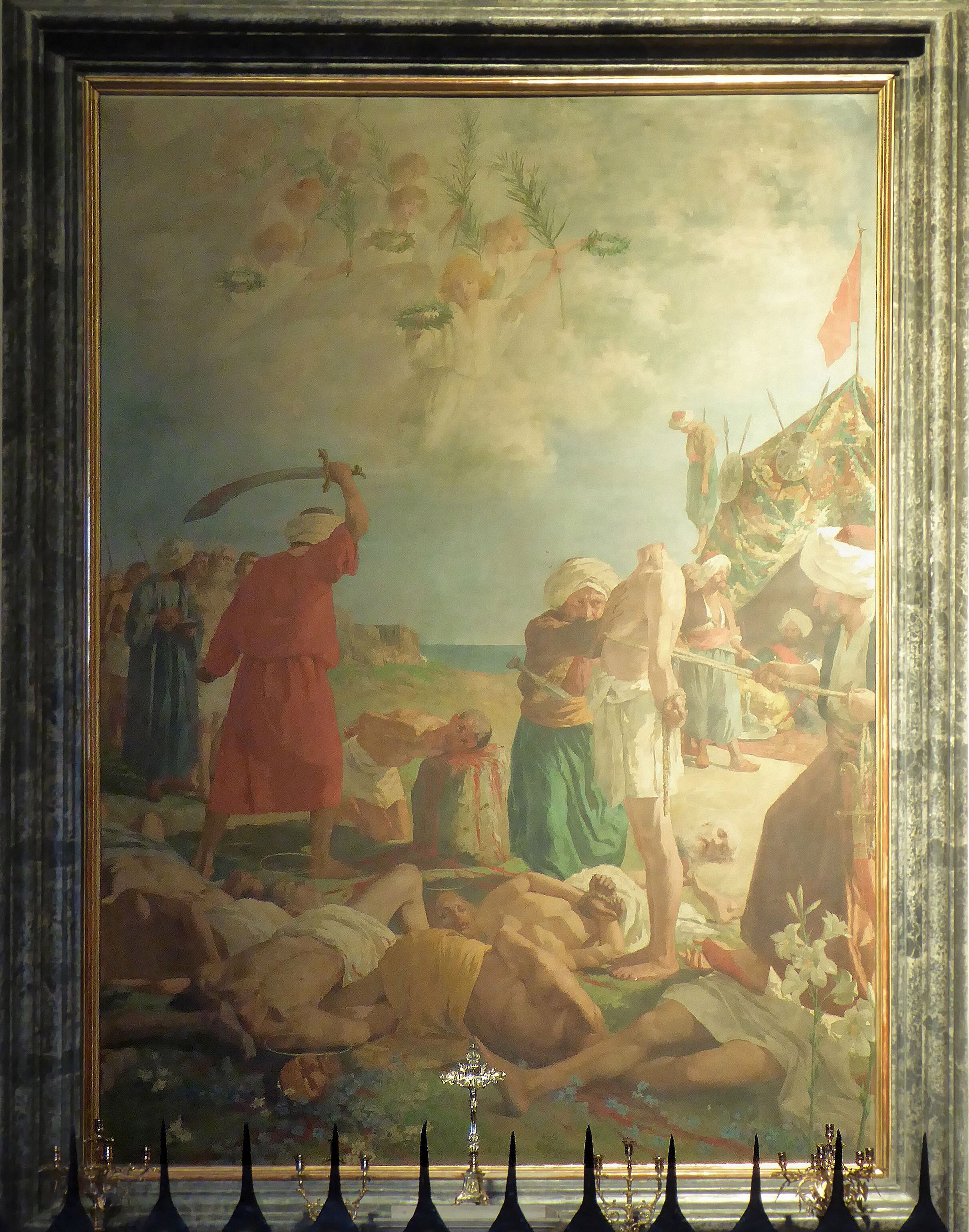 Una pintura en la catedral de Nápoles muestra una representación de la decapitación de los ciudadanos de Otranto a manos de los otomanos