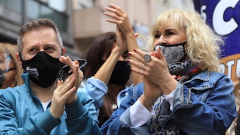 Georgina Barbarossa durante la manifestación