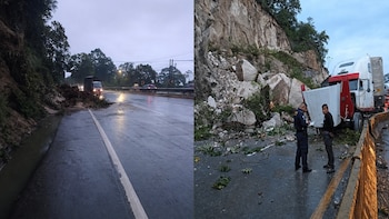 Las lluvias provocan derrumbes en carreteras de Guatemala bloqueando el paso que conduce al Norte y hacía los puertos caribeños