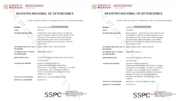 Fichas tras la detención de los dos sospechosos por el multihomicidio. Crédito: RND