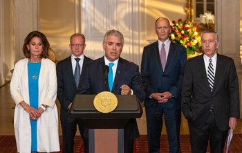 El presidente Iván Duque se reunió con funcionarios de Estados Unidos en la Casa de Nariño. Foto: Presidencia