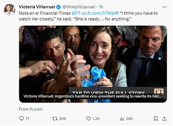 La propia Villarruel posteó la