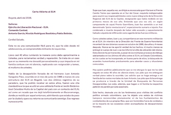 Antonio Sanguino exigió al ELN que pida perdón a su familia por el asesinato de su hermano Juan Antonio Sanguino Páez - crédito @AntonioSanguino/X