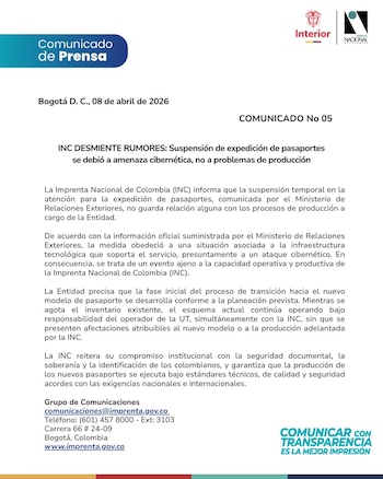 La Imprenta Nacional de Colombia - crédito INC