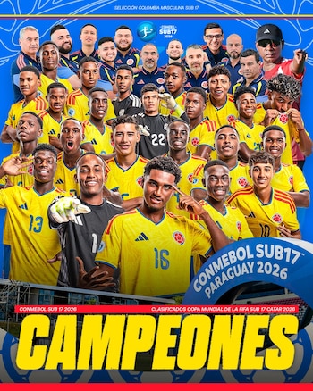 La selección Colombia derrotó a Brasil en semifinales y a Argentina en la final del Sudamericano Sub17 de la Conmebol - crédito FCF