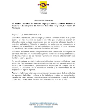 Medicina Legal negó que imágenes de cuerpos en Riohacha salieran de sus sedes - crédito Medicina Legal