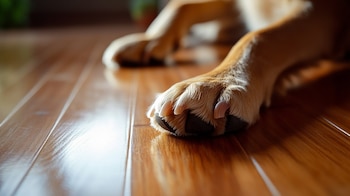 Imagen de las patas de un perro, enfocando en el pelaje y las almohadillas. Otras opciones: detalle de patas caninas, cuidado de mascotas, textura de pelaje. - (Imagen Ilustrativa Infobae)