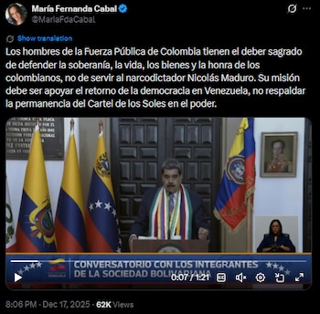 María Fernanda Cabal afirmó que