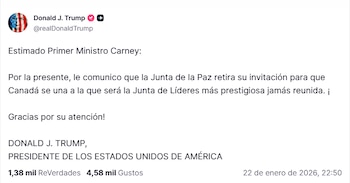 Comunicado de Donald Trump vía