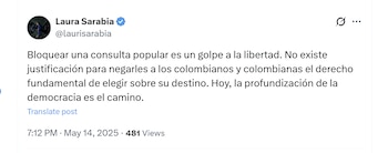 La canciller Laura Sarabia rechazó