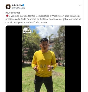 Ariel Ávila arremete contra miembros del Centro Democrático - crédito @ArielAnaliza