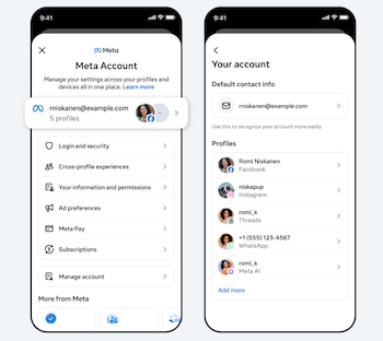 Meta actualiza su centro de cuentas.
