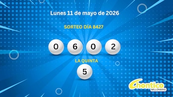 Os cinco números vencedores de Chontico Día na segunda-feira, 11 de maio de 2026. (Infobae)