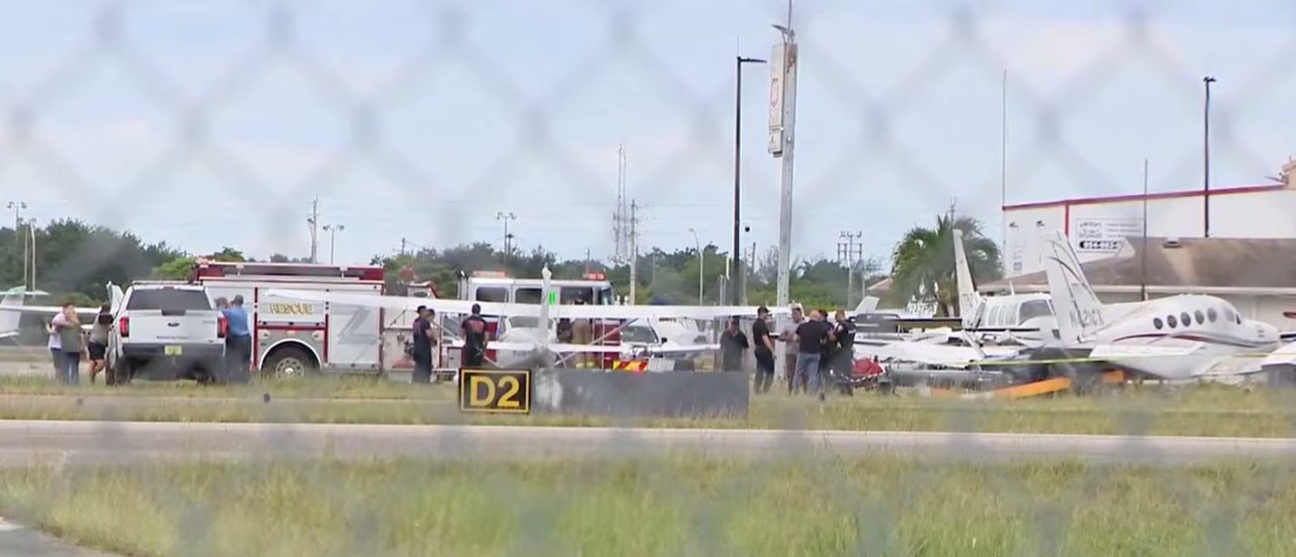 Las autoridades no informaron la matrícula del helicóptero ni el origen y destino del vuelo, y tampoco confirmaron daños a terceros en tierra ( WPLG Local 10)
