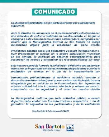 Comunicado de la Municipalidad San