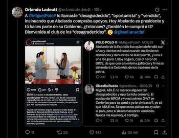Orlando Ladeutt recordó que Liliana Gissella Rueda Flórez llamó a Miguel Polo Polo “desagradecido”, “oportunista” y “vendido” antes de sumarse al Gobierno de Abelardo de la Espriella - crédito X