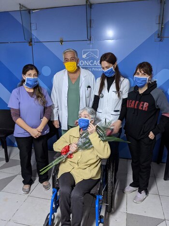 Chela al salir de alta.