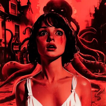 Una ilustración que corresponde a 'Crouch End', de Stephen King, en la que se puede ver a una de las criaturas tentaculares propias del universo de Lovecraft.