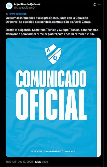 El comunicado que emitió Argentino