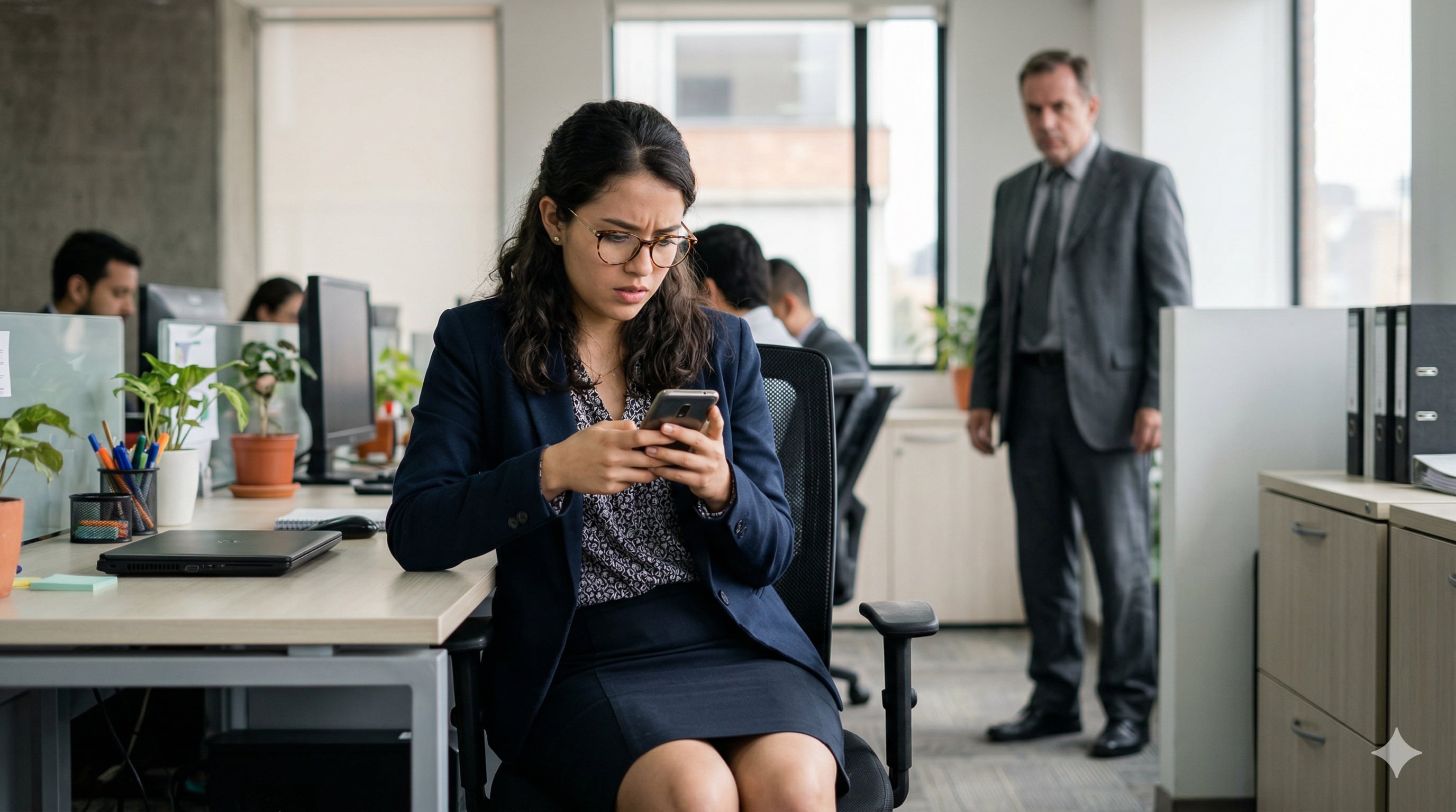 Mensajes de WhatsApp, correos electrónicos y valoraciones psicológicas son pruebas con plena validez ante la justicia colombiana en casos de acoso sexual laboral- crédito VisualesIA