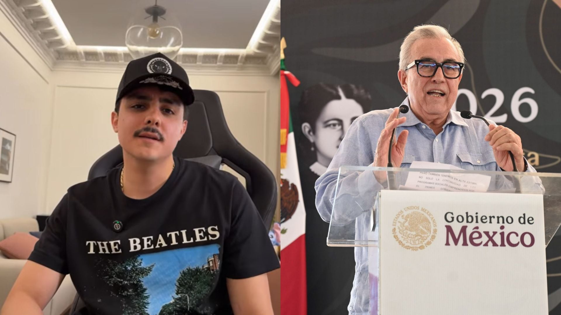 El youtuber sinaloense respondió a los señalamientos que lo vinculan con Rubén Rocha Moya, gobernador con licencia de Sinaloa acusado por Estados Unidos de tener nexos con el Cártel de Sinaloa. (Captura de pantalla/CUARTOSCURO)