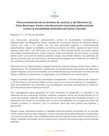 Cielo Rusinque y Carlos Caicedo - crédito Ministerio de Justicia
