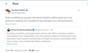 Gustavo Petro habla de las candidaturas del Pacto Histórico - crédito @petrogustavo