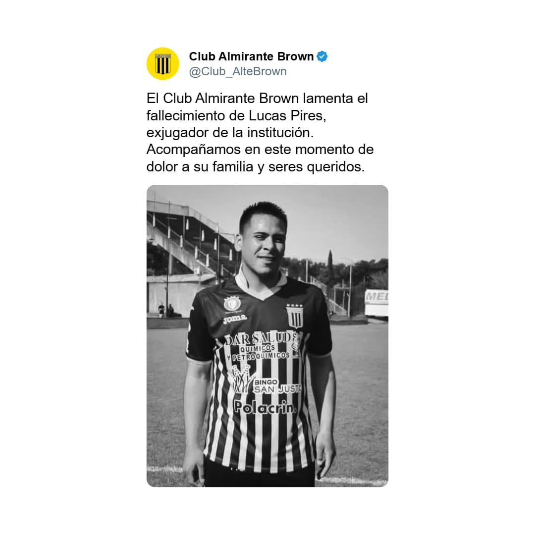 La despedida del Club Almirante Brown a Lucas Pires