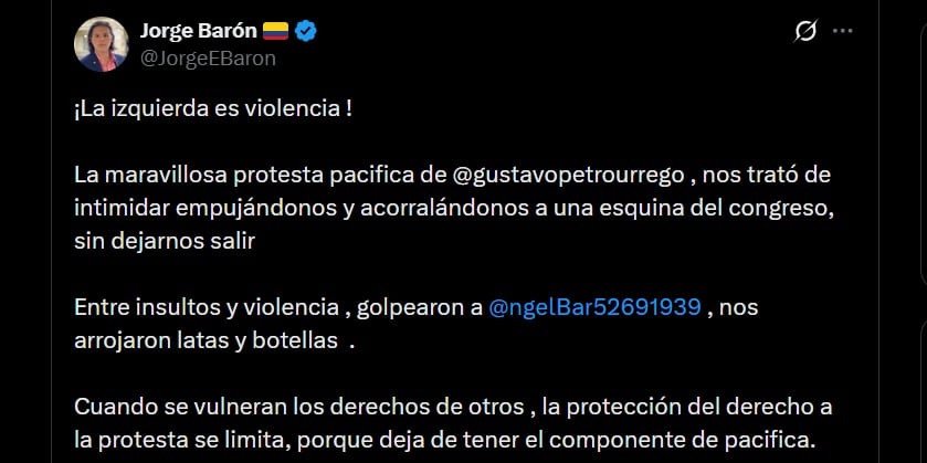 El hijo del reconocido presentador negó las acusaciones y afirmó que le arrojaron objetos durante el recorrido - crédito @JorgeEBaron / X