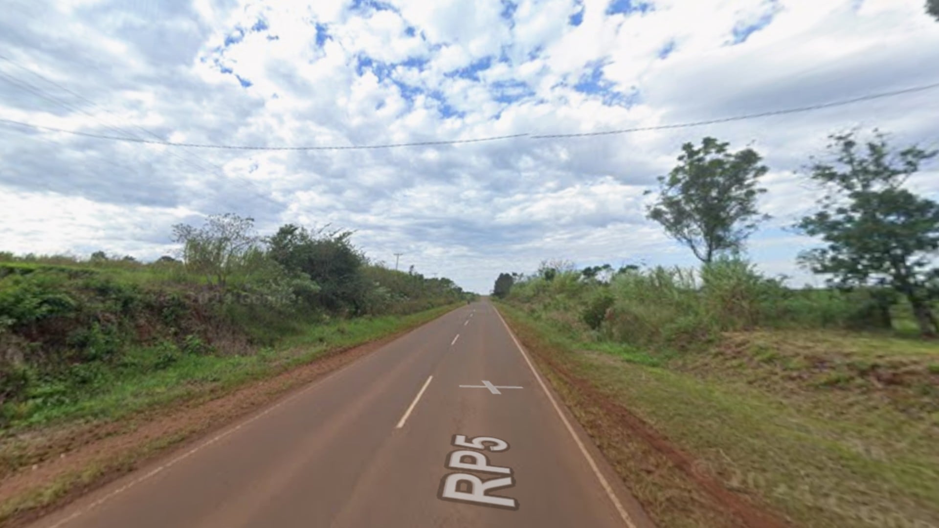 Vista de la Ruta Provincial 5 en Misiones, la zona donde ocurrió el femicidio