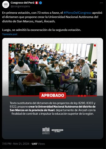 Congreso aprobó dictamen para la