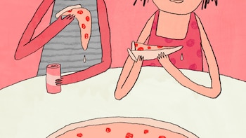 Cómo comer pizza con un modelo