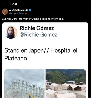 Ángela Benedetti ha criticado a