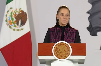 La presidenta Claudia Sheinbaum durante 'La Mañanera' de este lunes. (Crédito: captura de pantalla | Gobierno de México)