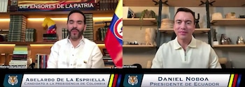 Durante una conversación realizada el 29 de mayo, Daniel Noboa y Abelardo de la Espriella abordaron temas de comercio, seguridad fronteriza y cooperación energética entre Ecuador y Colombia - crédito Abelardo de la Espriella/X