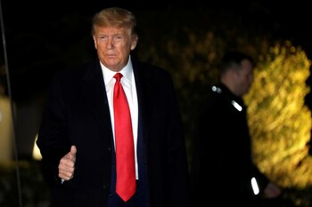 U.S. President Donald Trump thumbs