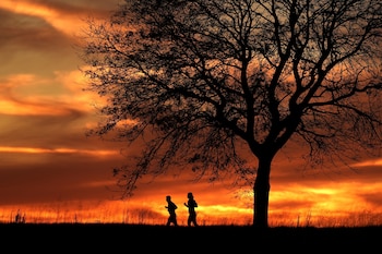 Siluetas de personas al caer