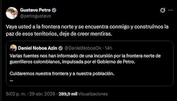 Petro invita a Noboa a reunirse en la frontera y le pide “dejar de creer mentiras” en medio de la creciente tensión bilateral - crédito Gustavo Petro/X