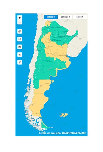 El mapa de alertas por
